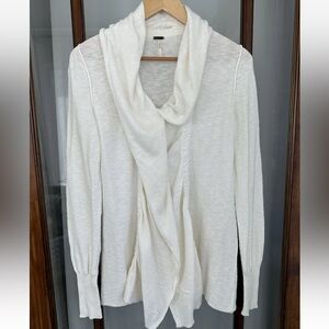 Free People Cardigan Sweater Slouchy Cream White Snaps Size Small Coastal Boho